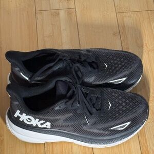 Hoka One One Black and White Athletic Shoes